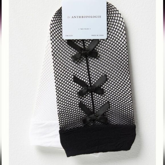 Anthropologie Accessories - Anthropologie Set Of Two Fishnet Bow Socks NWT